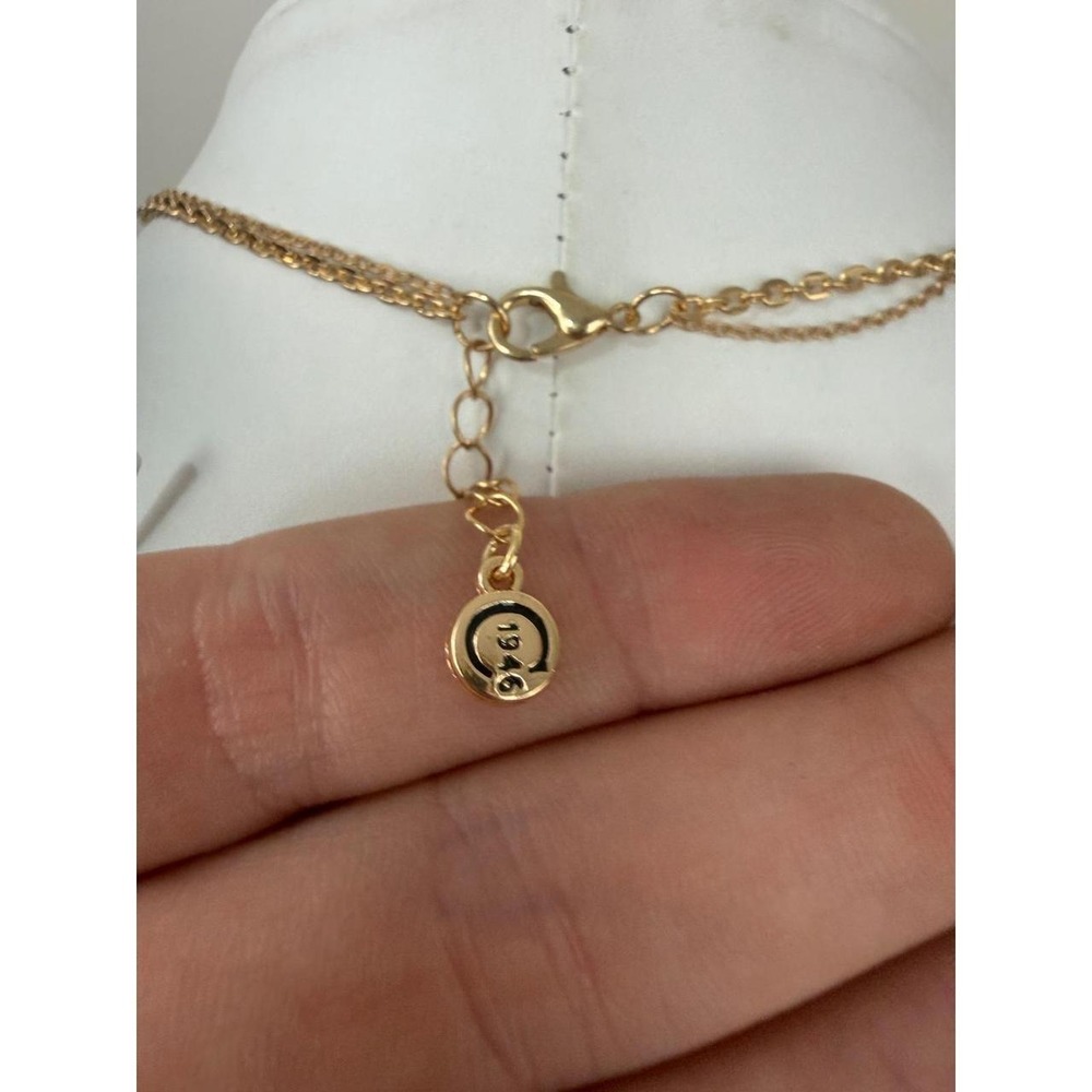 Chaps Gold Tone Necklace Rhinestone Layered Double Strand Design - Picture 3 of 4